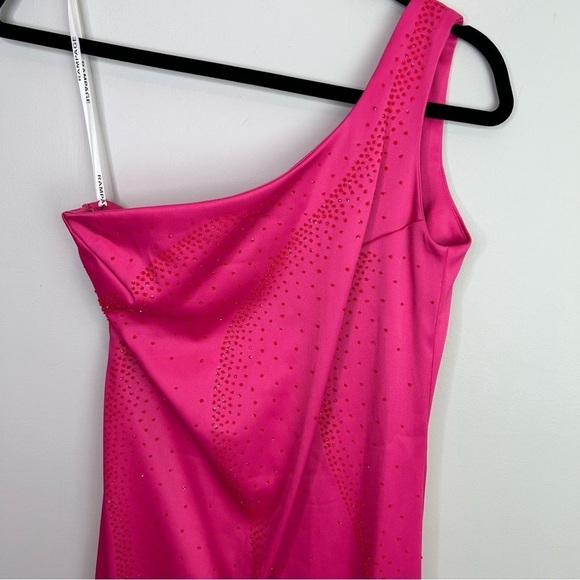 Rampage Pink One Shoulder Evening Dress Rhinestone Slit Formal‎ Party - Picture 2 of 7